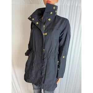 The Fillmore Navy Blue Nylon Full Zip/Snap Hooded Anorak Rain Jacket Small